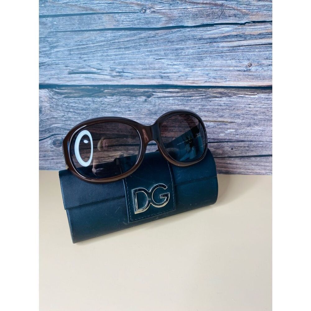 💕HOST PICK🥂 Dolce Dark Brown Acetate Sunglasses with Crystal Logo. Authentic.